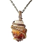 Designs by Nature Gems Handmade Women’s Yellow Citrine Necklace 24 Inch Chain Antique Bronze, November Birthstone