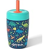 Fimibuke Kids & Toddler Cups Spill Proof, 12 OZ Insulated Sippy Cups for Toddlers Boys Girls, BPA-Free Toddler Straw Tumbler, Stainless Steel Kids Water Bottle with Twist Lids & Silicone Straw, 1 Pack