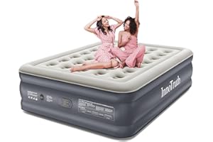 InnoTruth Queen Air Mattress with Built in Pump, 18" Raised Blow Up Colchones Inflables Airbed for Guests & Home, Inflatable Mattresses, Ideal for Home Use and Outdoor Camping, 600lb Weight Capacity