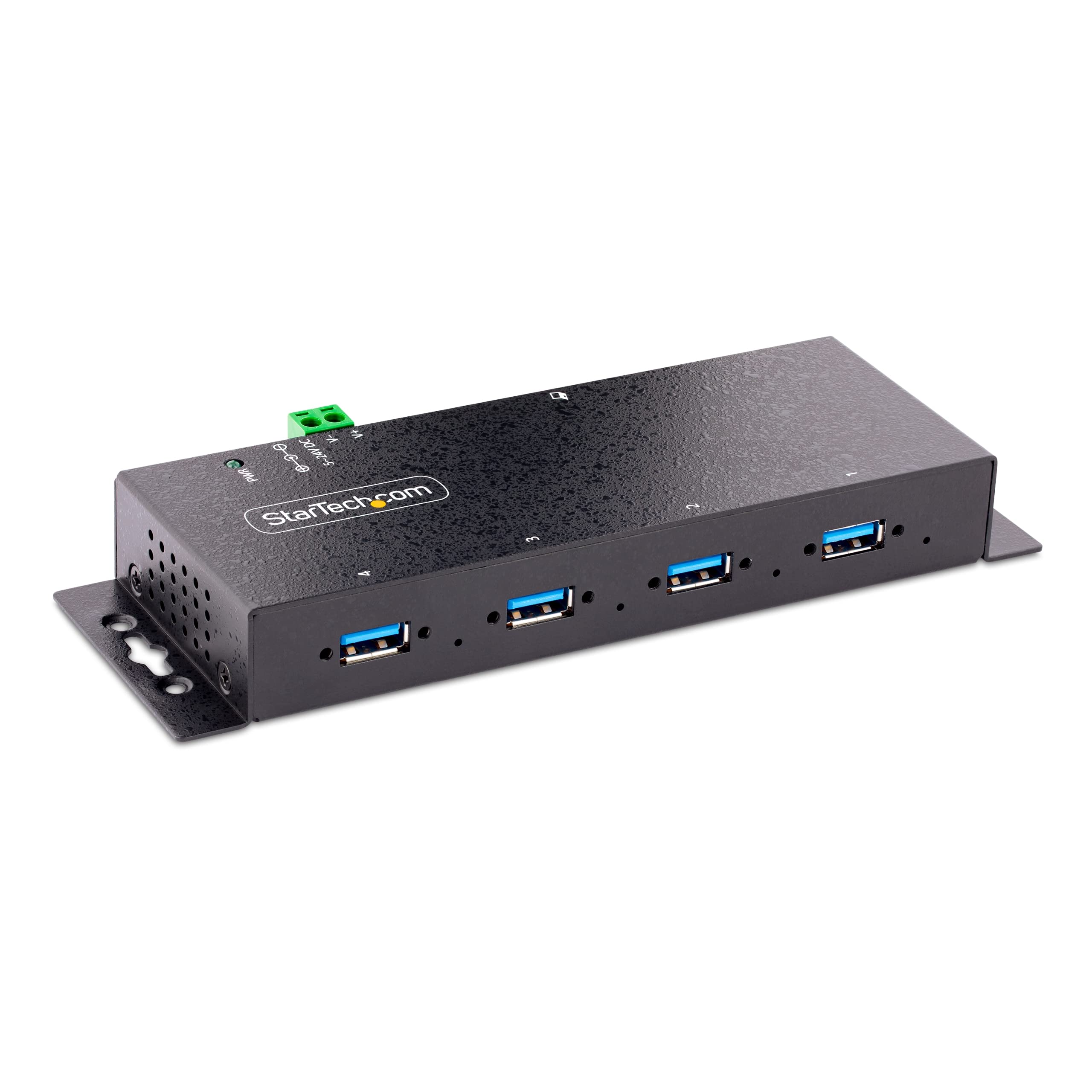 StarTech.com 4-Port Industrial USB 3.0 5Gbps Hub, Rugged USB Hub with ESD Protection, DIN/Wall/Desk Mountable USB-A Hub, USB Expander w/Locking Ports, Heavy Duty - TAA