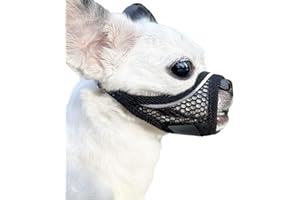 MoiiLavin Dog Muzzle, Soft Mesh Muzzles for Small Dogs, Chihuahua Shih Tzu Yorkie Pom, Short Snout Mouth Guard for Barking Biting Grooming, Breathable Adjustable Puppy Muzzle (Black, XS)