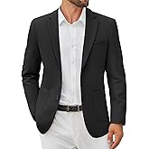 COOFANDY Men's Casual Blazer Jacket Slim Fit Two Button Suit Jackets Lightweight Knit Sport Coat Black