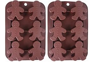 2-Pack Christmas Gingerbread Man Molds - MoldFun Silicone Mold for Baking Gingerbread Cake Muffin Cookie, Making Chocolates Ice Cubes Jello Shots Soaps Lotion Bar Bath Bomb (Random Color)