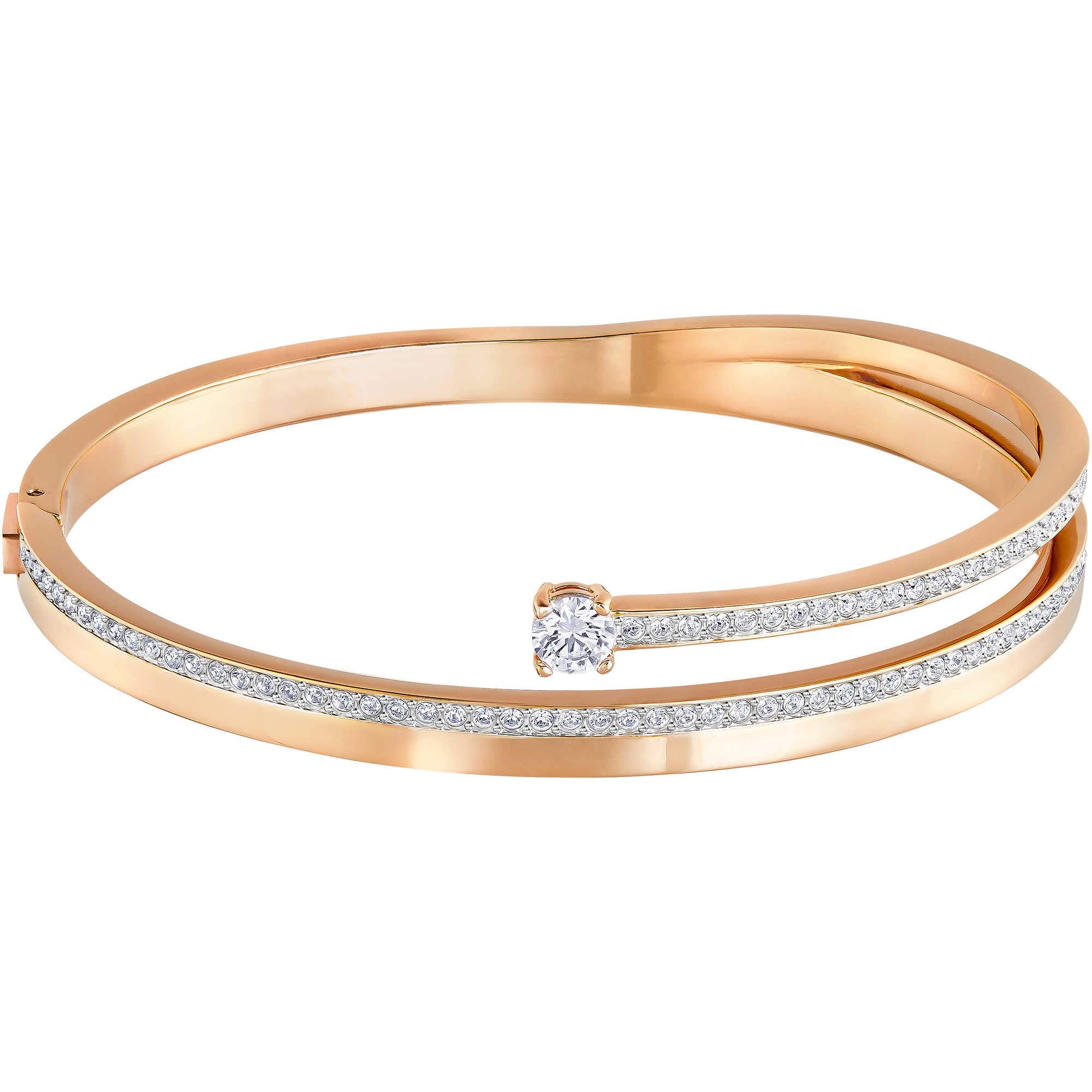 Swarovski Women's Fresh Bangle, 5.8x 5.2 cm, Brilliant White Crystals with a Rose-Gold Tone Plated Cuff, from the Swarovski Fresh Collection