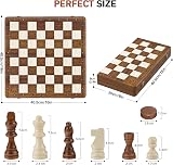 Sarr Klith 2IN1 Magnetic Chess & Checkers Set - 16" Wooden Foldable Travel Board view 6
