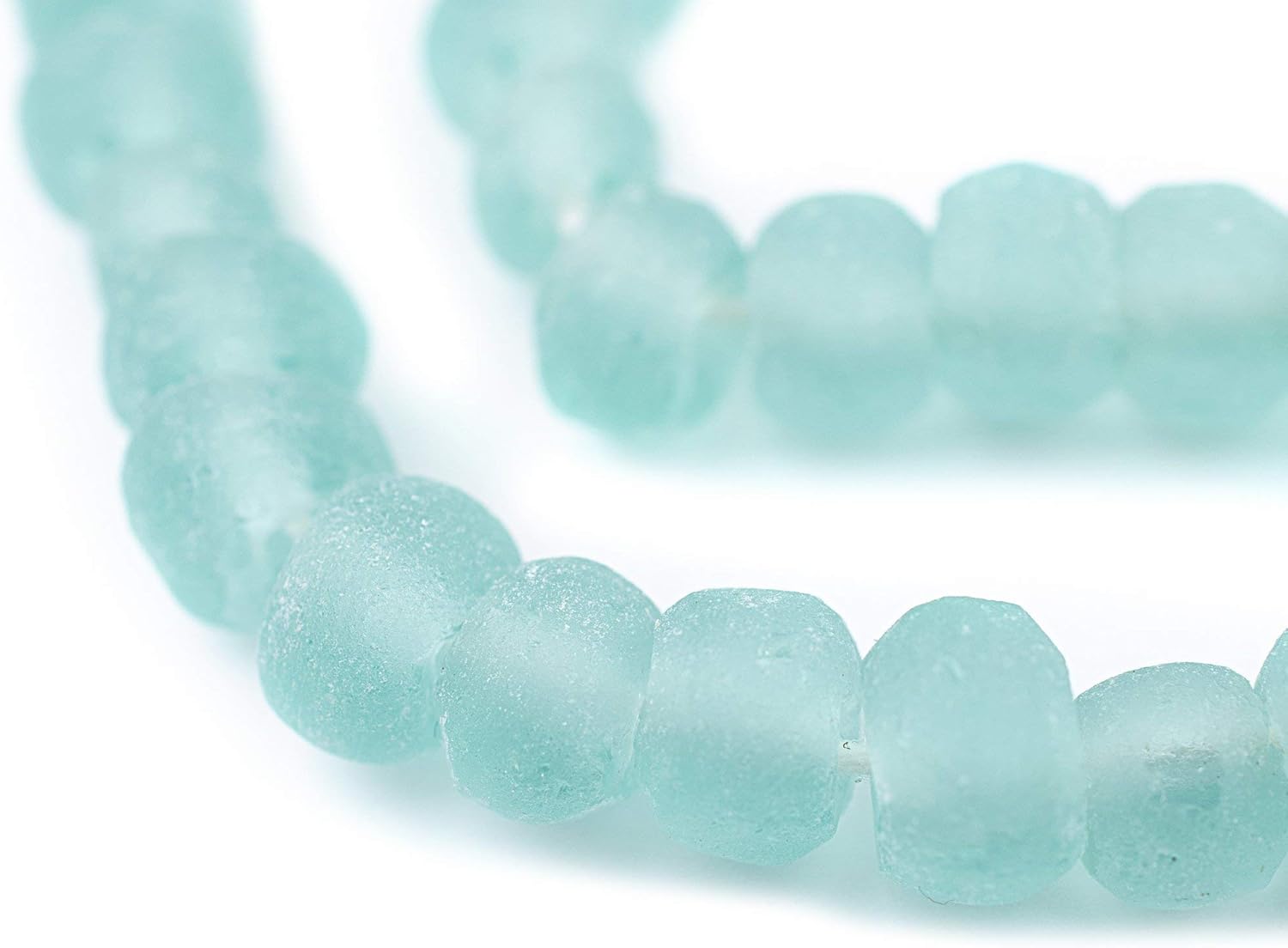 TheBeadChest Clear Marine Rounded Rondelle Java Recycled Glass Beads 11mm Indonesia