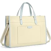 Missnine Laptop Tote Bag Canvas Laptop Bag 15.6 inch Work Shoulder Bags Casual Briefcase Handbag for Travel, Office, College (Light Blue)
