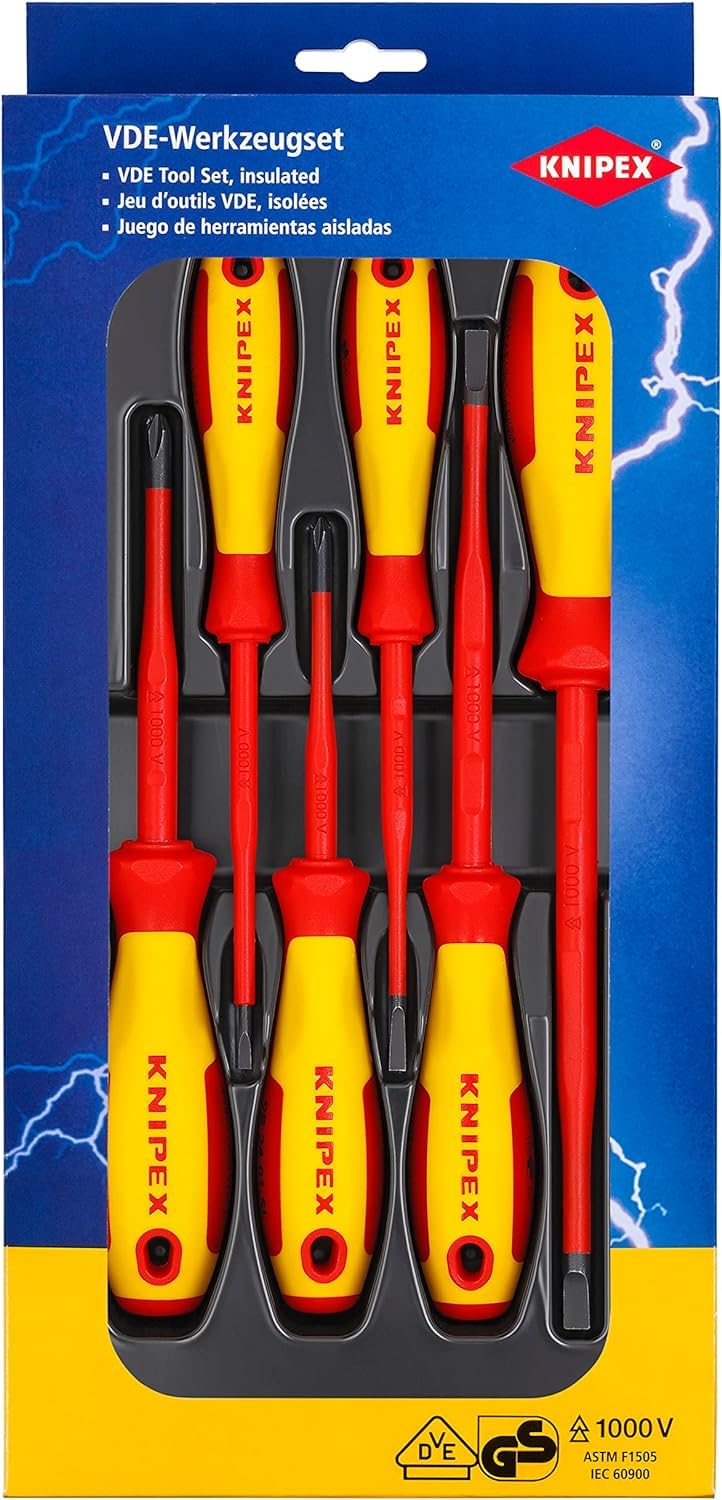 KNIPEX VDE Screwdriver Set Slotted/Phillips 6 Parts, 00 20 12 V02