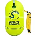 Sunlite Sports Swim Buoy Premium Quality, Highly Visible Waterproof Safety Marine Float Training for Open Water Swimming, for Swimmers, Triatheletes, Kayakers, Snorkelers, Throwable Flotation Device for Adults