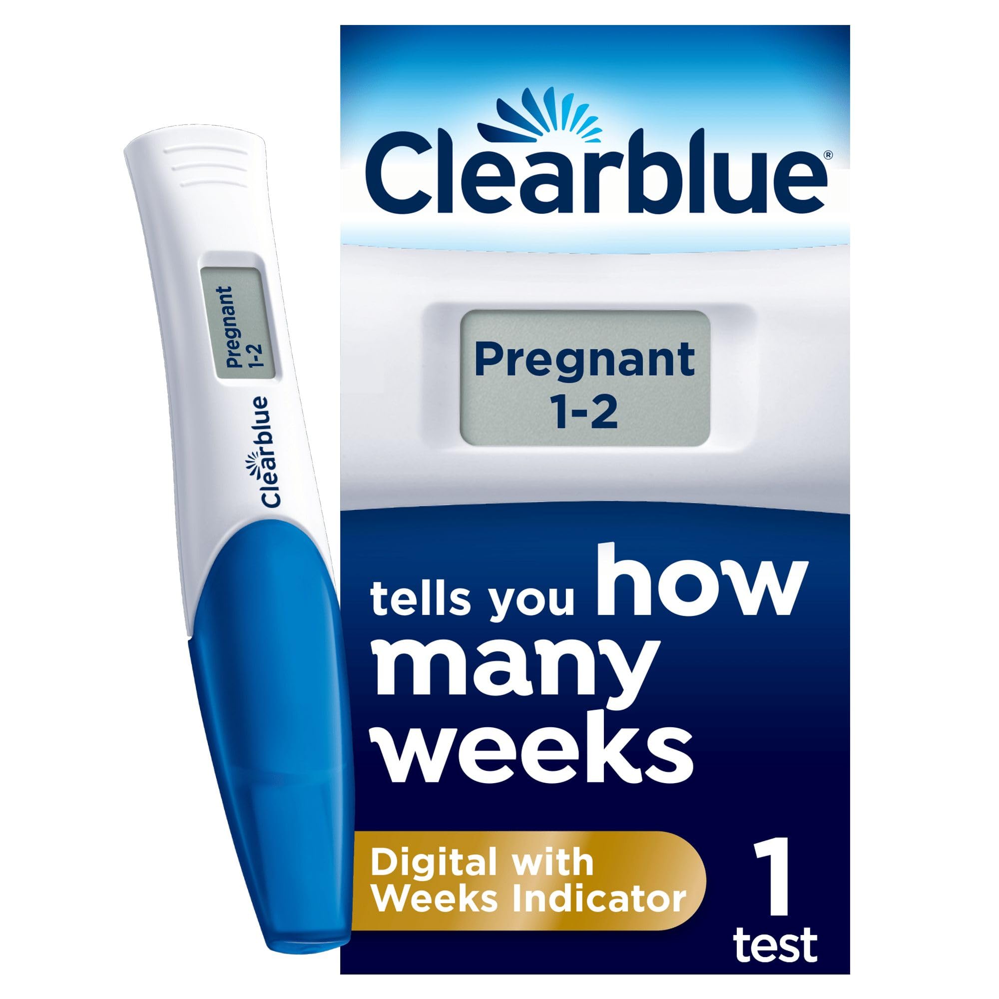 Clearblue Pregnancy Test Digital with Weeks Indicator, Tells You How Many Weeks, 1 Digital Test, Packaging May Vary
