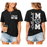 Relliot Volleyball Mom Shirt,Volleyball Shirt | Volleyball Shirts,Volleyball Shirts for Women,Sports Mom Shirt,Vacation T-Shirt,Volleyball Heart Design