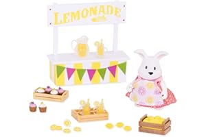 LI'L WOODZEEZ Li’l Woodzeez Lemonade Stand Playset – 25pc Toy Set with Rabbit Figurine, Play Food, and Miniature Accessories – Toys and Gifts for Kids Aged 3 and Up