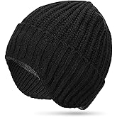 Jadive Winter Hat with Ear Flaps Knit Beanie Hats Beanie Cap Thick Warm Plush Lining Skull Cap for Women Men Outdoor Sports