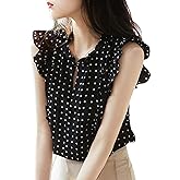 ARTMONIAC Womens Sleeveless Chiffon Blouses Summer Mock Neck Peasant Tops for Women Dressy