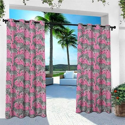 Amazon Com Leinuoyi Pink Zebra Outdoor Curtain Pole Zebras