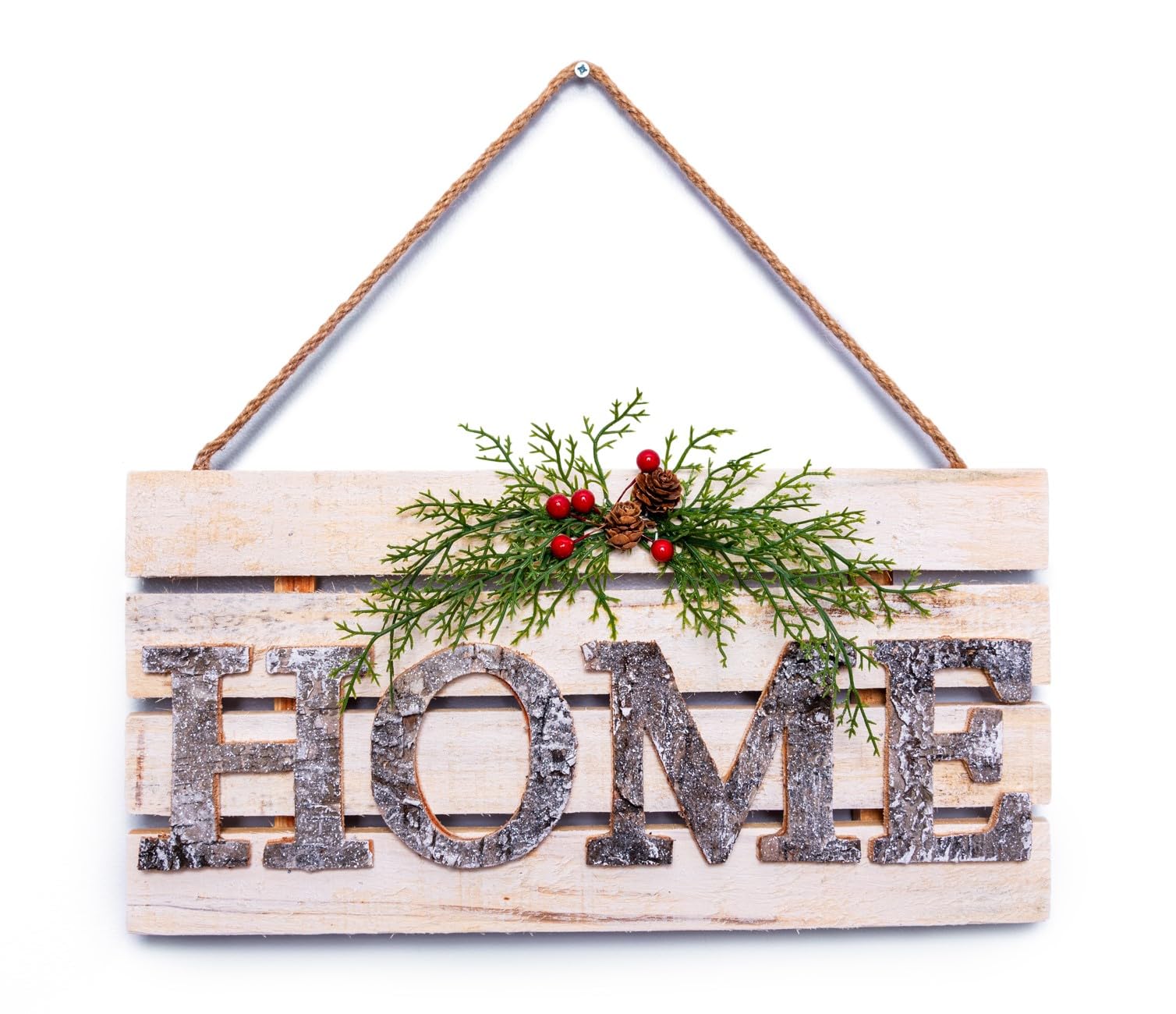 Christmas Hanging Wall Sign - HOME Letters in Wooden Frame, 20x40cm Decorative Plaque, Holiday Wall Art for Home,Door,Wall, Festive Christmas Décor