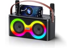 MOYLEAF Portable Karaoke Machine,Bluetooth Speaker with 2 Karaoke Wireless Microphones,Karaoke Machine for Adults & Kids,PA System Supports TWS/REC/AUX/USB/TF