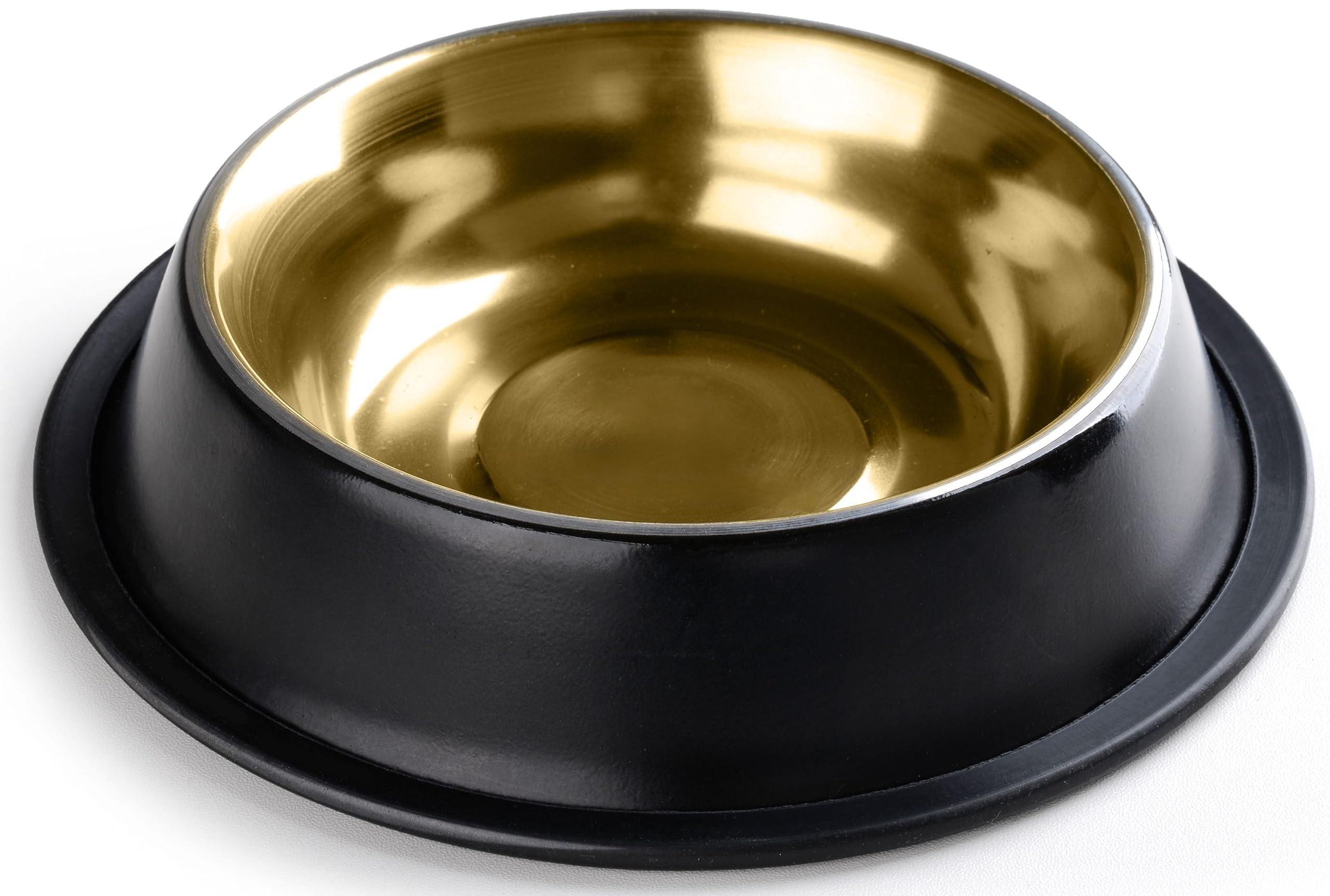 StilGut Aluminium Feeding Bowl for Dogs and Cats, 0.4 L, Dog Bowl, Cat Bowl, Water Bowl - Black/Gold