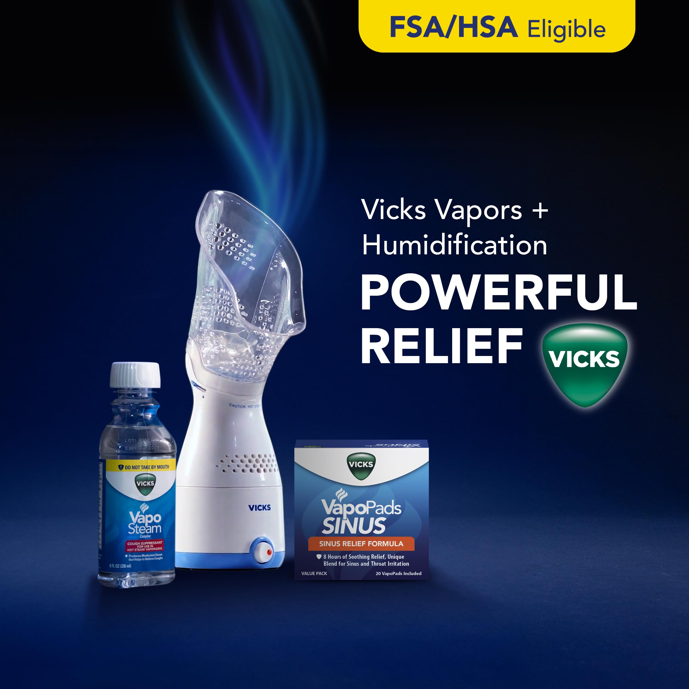 Vicks VapoPads Sinus Relief Formula - Vapor Pads Refill for Vicks Humidifiers and Steam Inhalers, Scent Pads for Sinus Congestion and Throat Irritation, 20-Pack, Box Color May Vary