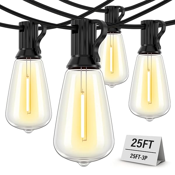 DOUKEDGE PATIO LIGHTS OUTDOOR WATERPROOF, 75FT (25FT 3PACK)...