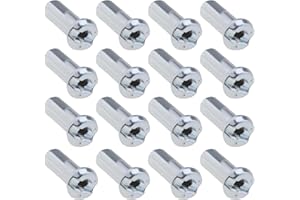 Micro Traders 100Pcs Bicycle Spoke Nipples Fit for 14G / 2mm Dia Mountain Road Bike Silver Steel 12mm Long Cycling Replacemen