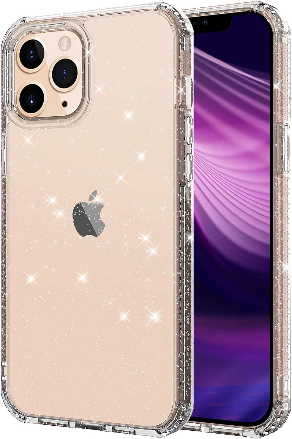 Amazon Com Cantis Compatible With Iphone 12 Pro Max Case 6 7 Inch Tpu Bumper Transparent Clear Glitter Bling Hard Pc Back Panel Anti Scratch Clear Glitter