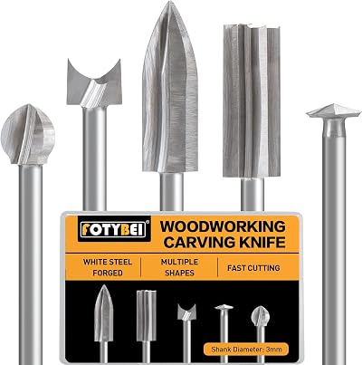 FOTYBEI Wood Carving Bits Set 5 Pcs 1/8 Shank Dremel Tool Compatible