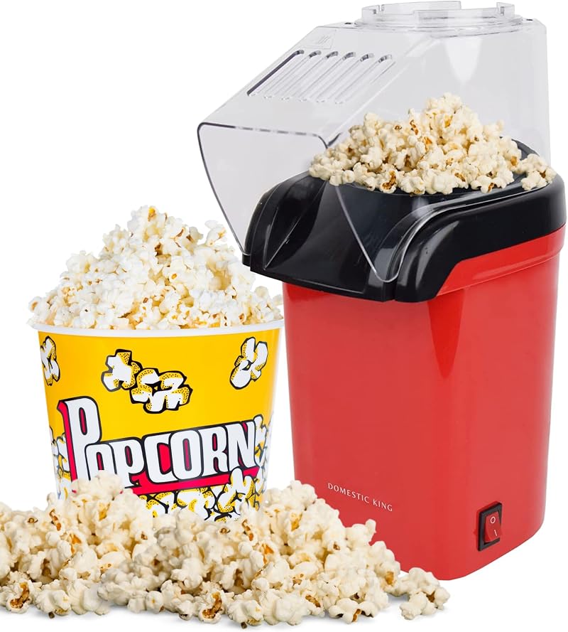 Domestic King 1200W Popcorn Maker Oil Free Home Theatre Style Popcorn