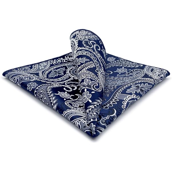 Fazzoletto Da Taschino Uomo 32cm - Stile Paisley Grigio - Bordi A Mano - Microfibra Di Alta Qualit&agrave;