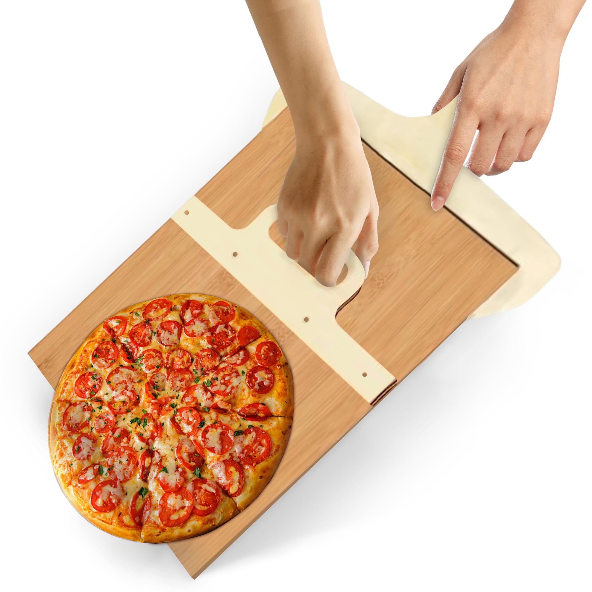 Debble 12 Inch Sliding Pizza Peel with Wood Handles, Nonstick Smooth Slide Pizza Paddle for Oven, Lightweight Wooden Pizza Spatula, Multi Purpose Kitchen Tool Accessories for Home and Restaurant