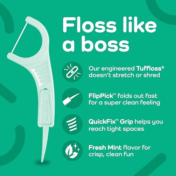 PLACKERS MICRO LINE DENTAL FLOSS PICKS, FOLD-OUT FLIPPICK, TUFFLOSS, EASY STORAGE WITH SURE-ZIP SEAL, FRESH MINT FLAVOR, 300 COUNT