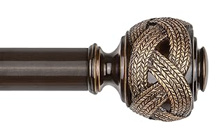 USFOOK Long Curtain Rods for Windows 66 to 144 Inch, 7/8 Inch Heavy Duty Curtain Rod, Telescoping Splicing Bronze Drapery Rods with Leaf Finials