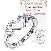Silver Heart Rings Gifts for Women - S925 Sterling Silver Adjustable White Gold Plated Irish Claddagh Ring with Message Card, Promise Love Heart Jewelry Rings Christmas Mothers Day Gifts for Her