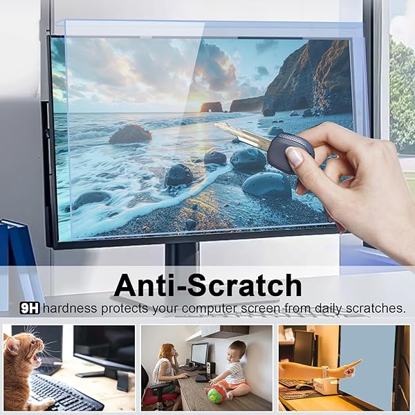 BSPROTE 27-28 INCH BLUE LIGHT FILTER FOR COMPUTER MONITOR, COMPUTER SCREEN BLUE LIGHT BLOCKER PANEL (24.8”X14.6”) FOR WIDESCREEN DESKTOP LCD TV PC MONITOR, HD NOT ANTI-GLARE