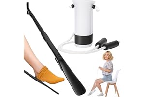 JFMKAER Sock Aids for Putting On Socks Kit - (Sock Helper + 36 Inch Dressing Stick with Sock Remover & Shoe Horn) - Flexible Sock Assistant Device for Seniors & Limited Mobility No Bending