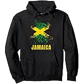 Jamaica Retro Vintage Watercolors Sport Jamaican Flag Pullover Hoodie