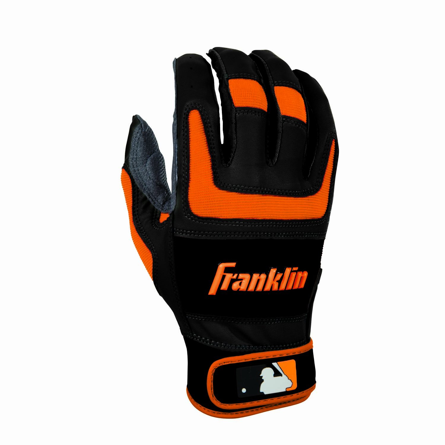 Franklin Sports ShokSorb Pro Neon Series Adult Batting Gloves, Orange/Black, X