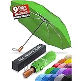 Raintrend Windproof Travel Umbrellas for Rain Automatic +10% Bigger Canopy Strong Frame Compact Folding Portable Umbrella for Women Men Backpack Purse