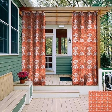 Amazon Com Leinuoyi Burnt Orange Outdoor Curtain Pair Hawaiian