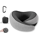 SILVORIC Memory Foam Neck Travel Pillow for Airplanes, Washable Cover &amp; Storage Bag, Max Grey