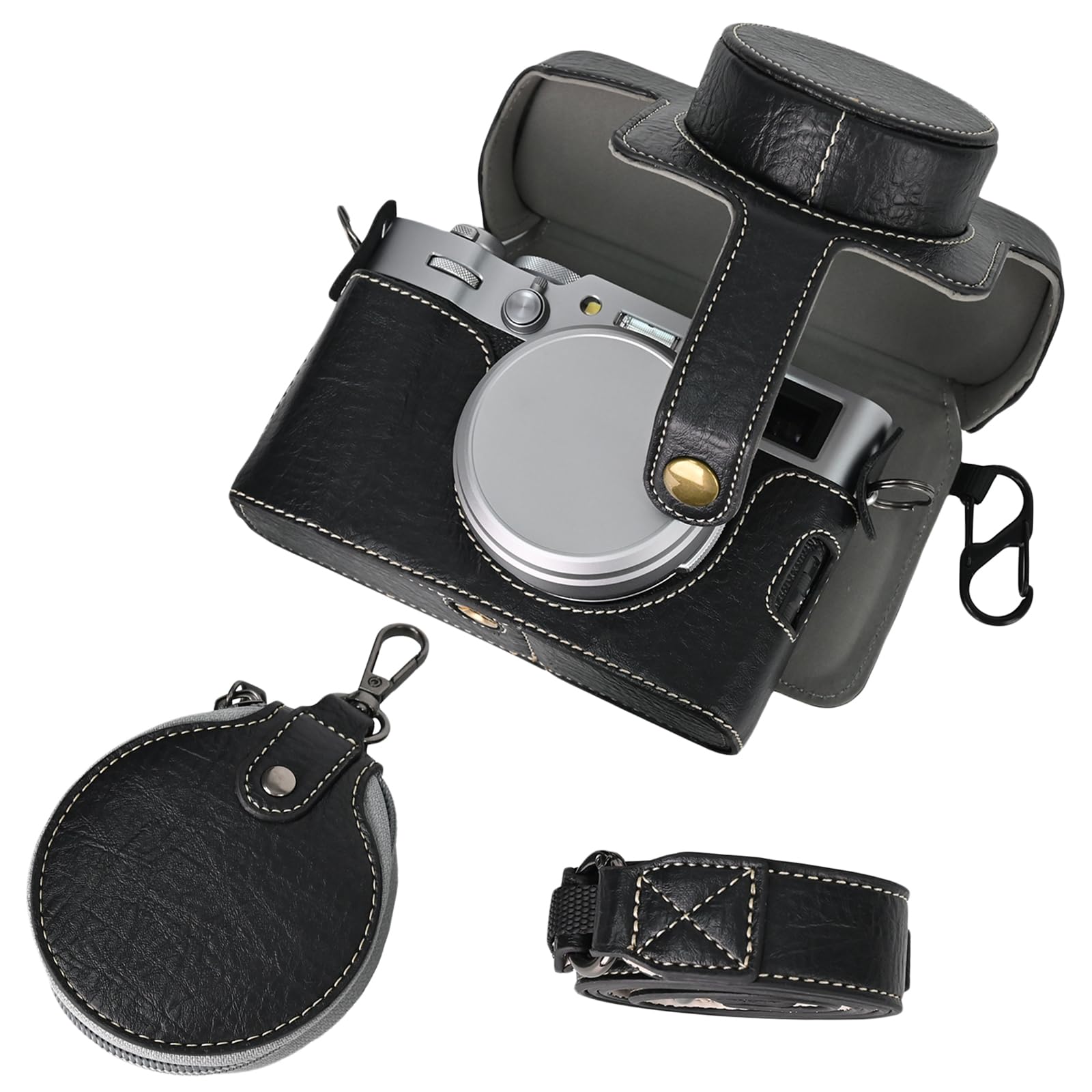 Rieibi X100VI Camera Case - Retro Leather Case for Fujifilm X100VI - Protective Case with Strap and Grip