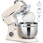ZACME 7 Quart Stand Mixer Aluminum Die Casting, 650W 12 Speed Tilt-Head Kitchen Electric Stand Mixer, Household Food Mixer with Stainless Steel Bowl, Dough Hook, Whisk and Beater-Cream
