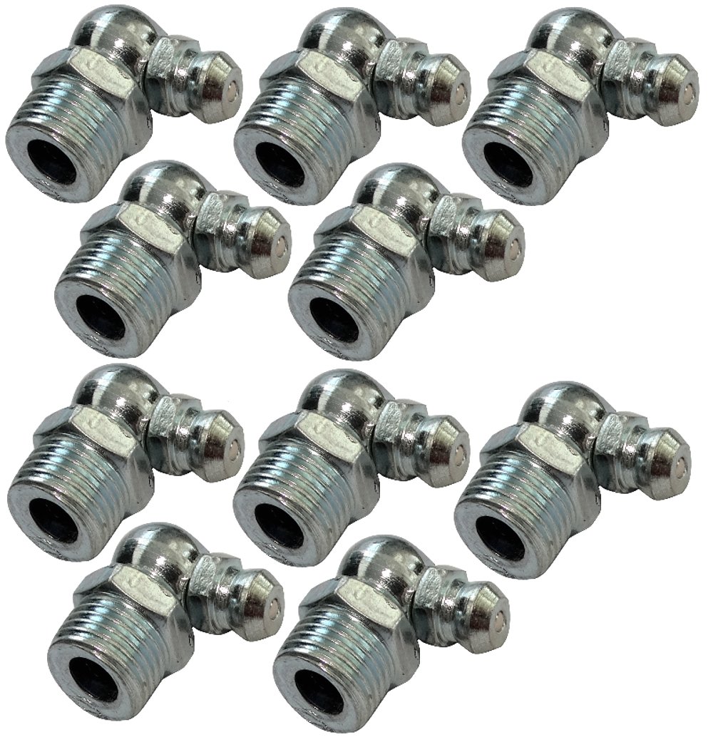 Aerzetix - 10 x Grease nipple M10 cone 10 mm 90 ° angled