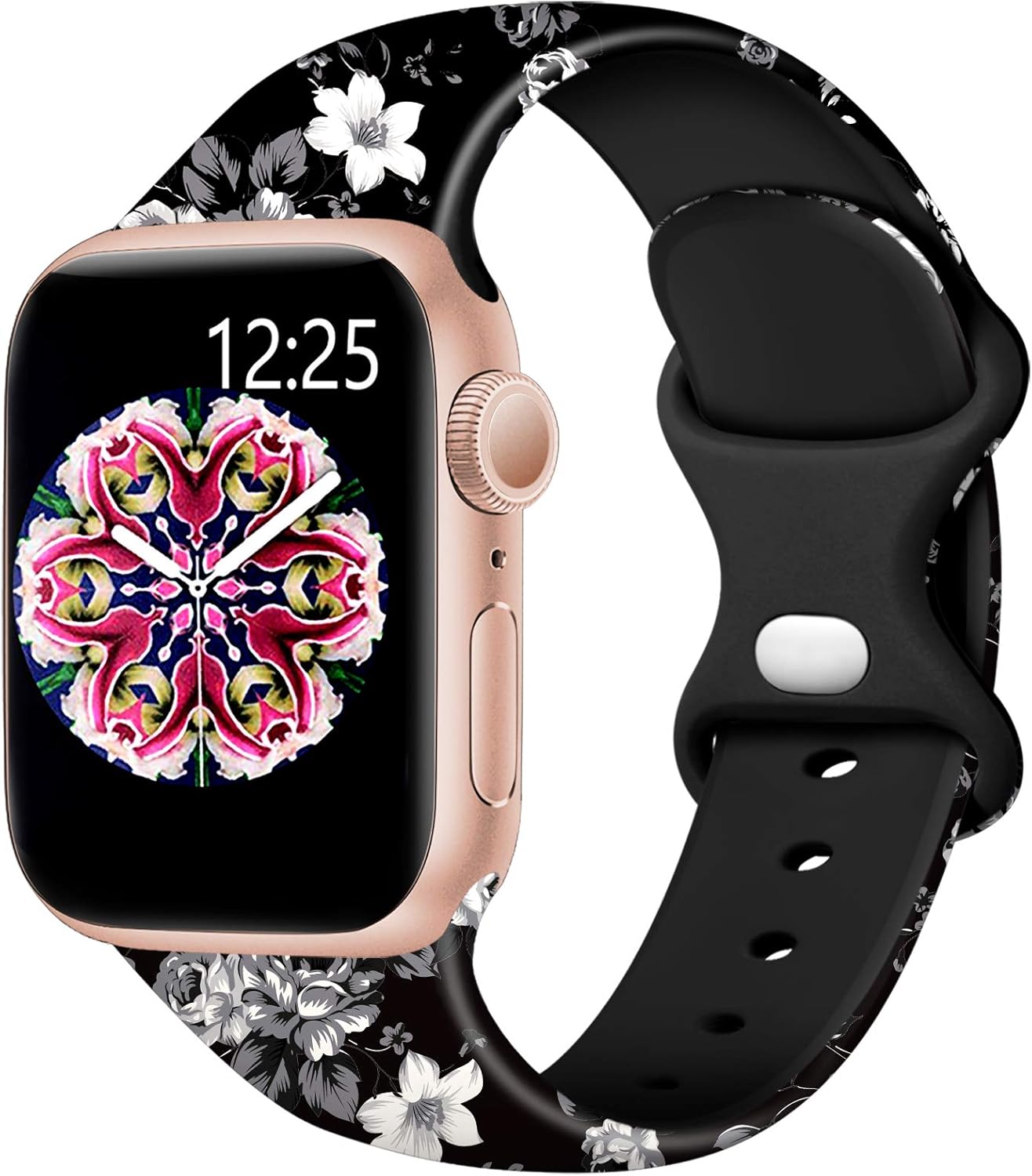 Easuny Compatible for Apple Watch Band 40mm 38mm 44mm 42mm Womens Girls - Cute Fadeless Floral Soft Pattern Printed Silicone Replacement Wristband for iWatch SE & Series 6/5/4/3/2/1