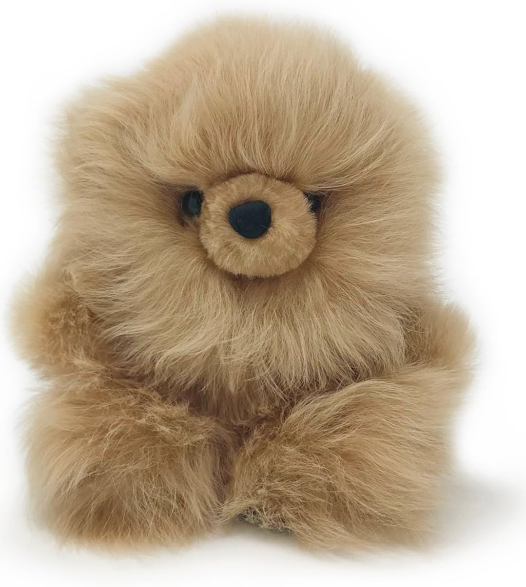 Inca Fashions • 100% Baby Alpaca Fur Puff-Ball Teddy Bear • Sitting Position • Hand Made • 5+ Inch • Each Bear is Unique • (Butterscotch)
