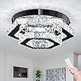 CXGLEAMING Modern Chandelier Crystal Flush Mount Ceiling Light LED Pendant Lamp Dimmable Chandelier for Dining Room Living Room Bedroom Kitchen Hallway(Remote Control)
