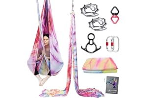 PRIOR FITNESS Aerial Silks Kit Colorful 9/15/20 Yards 40D Nylon Fabric Hammock Set With Hardware & Guide for All Levels Of Aerial Yoga Practice and Acrobatic Flying For Adults Aerial silk
