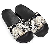 Howilath Novelty Patten Slippers for Women Men, Non-Slip Single Band Slide Sandals Open Toe Soft Sole Flat Sandals