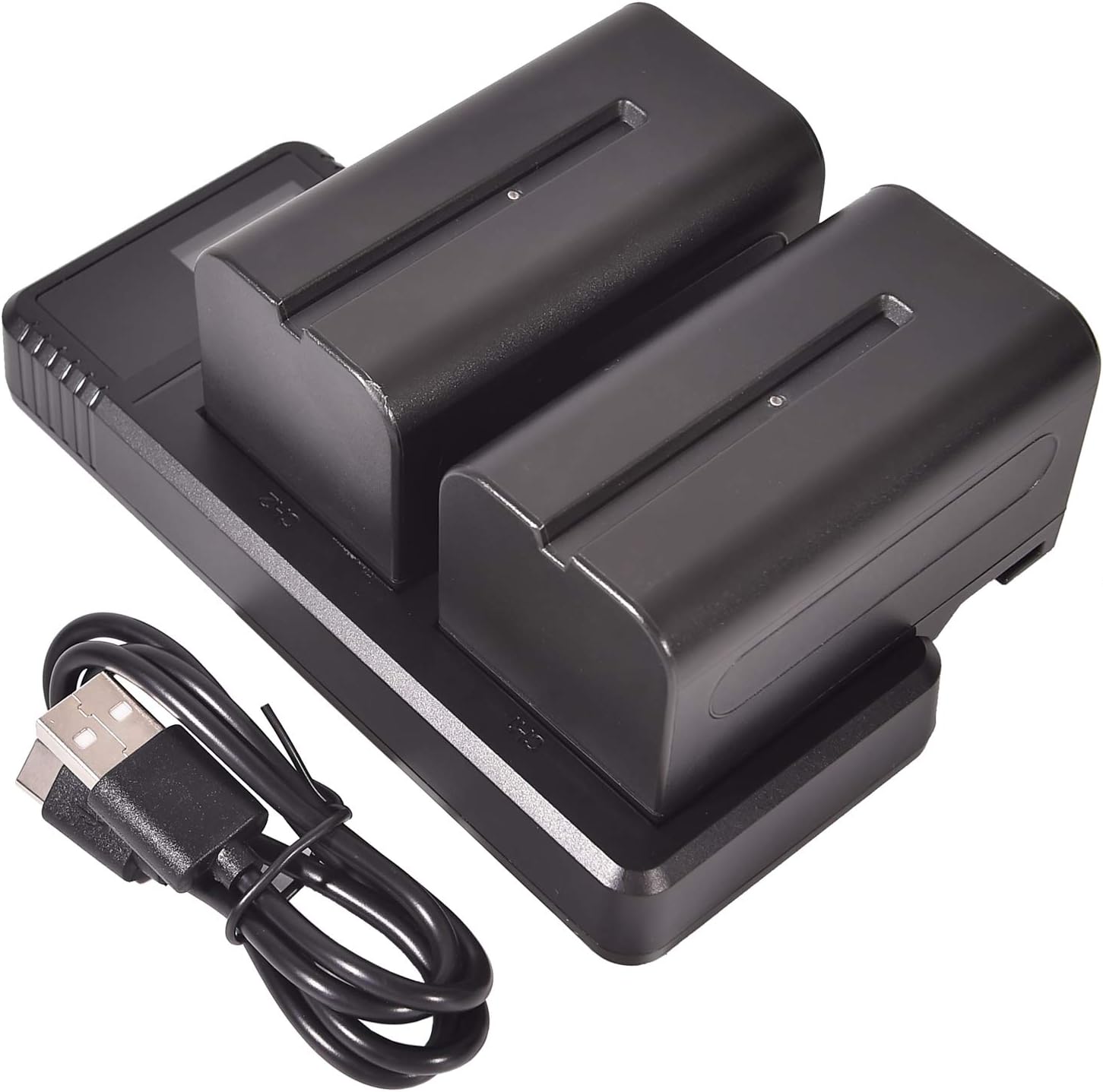 DSTE (2 Pack) NP-F750 Rechargeable Li-ion Battery + Fast Charging Dual LCD Charger Compatible for NP-F770,NP-F730 and Sony CCD-SC5 CCD-TR76 CCD-TRV93 HDR-FX1 CCD-TRV95 HVR-Z1U CCD-TR716 CCD-TRV91