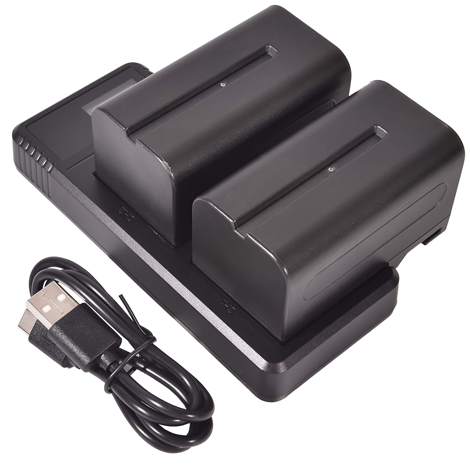 DSTE (2 Pack) NP-F750 Rechargeable Li-ion Battery + Fast Charging Dual LCD Charger Compatible for NP-F770,NP-F730 and Sony CCD-SC5 CCD-TR76 CCD-TRV93 HDR-FX1 CCD-TRV95 HVR-Z1U CCD-TR716 CCD-TRV91